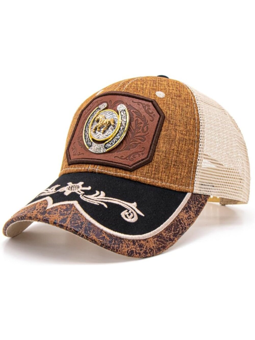 Men's C Brown Polyester Western Vintage Cowboy Cute Baseball Cap